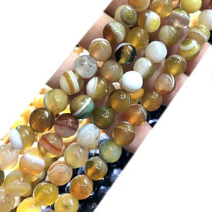 CAG1037 Banded Agate Beads Faceted Round 8mm 15" Strand