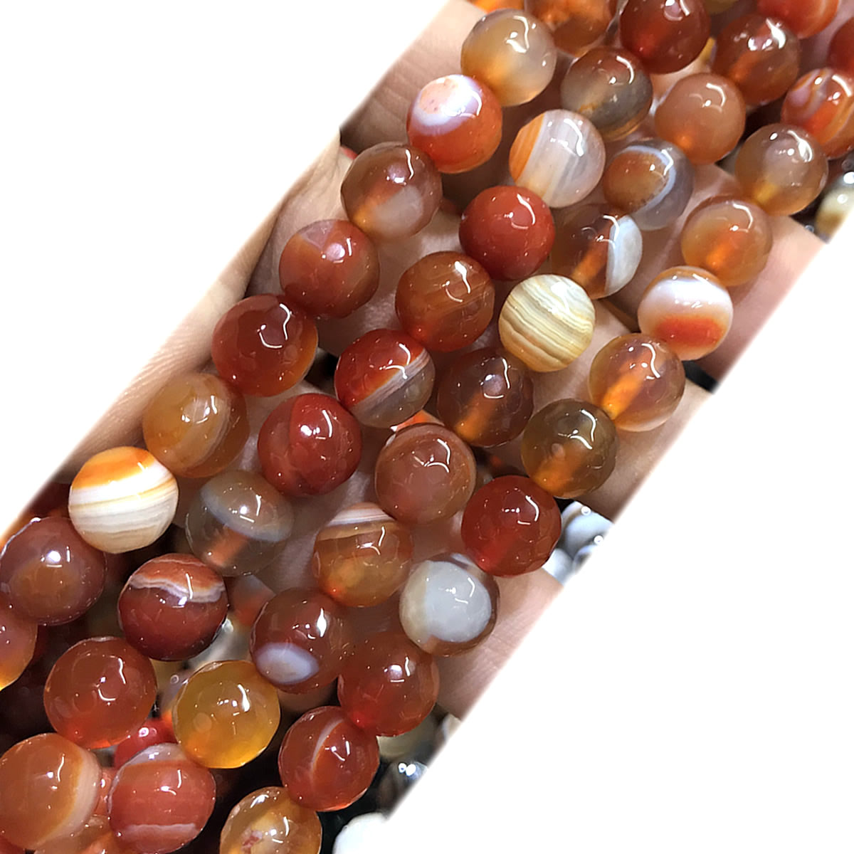 CAG1052 Banded Agate Beads Faceted Round 8mm 15" Strand