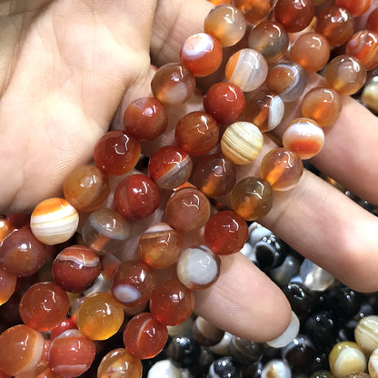 CAG1052 Banded Agate Beads Faceted Round 8mm 15" Strand