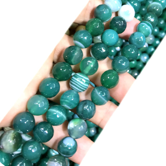 CAG1063 Banded Agate Beads Faceted Round 10mm 15" Strand