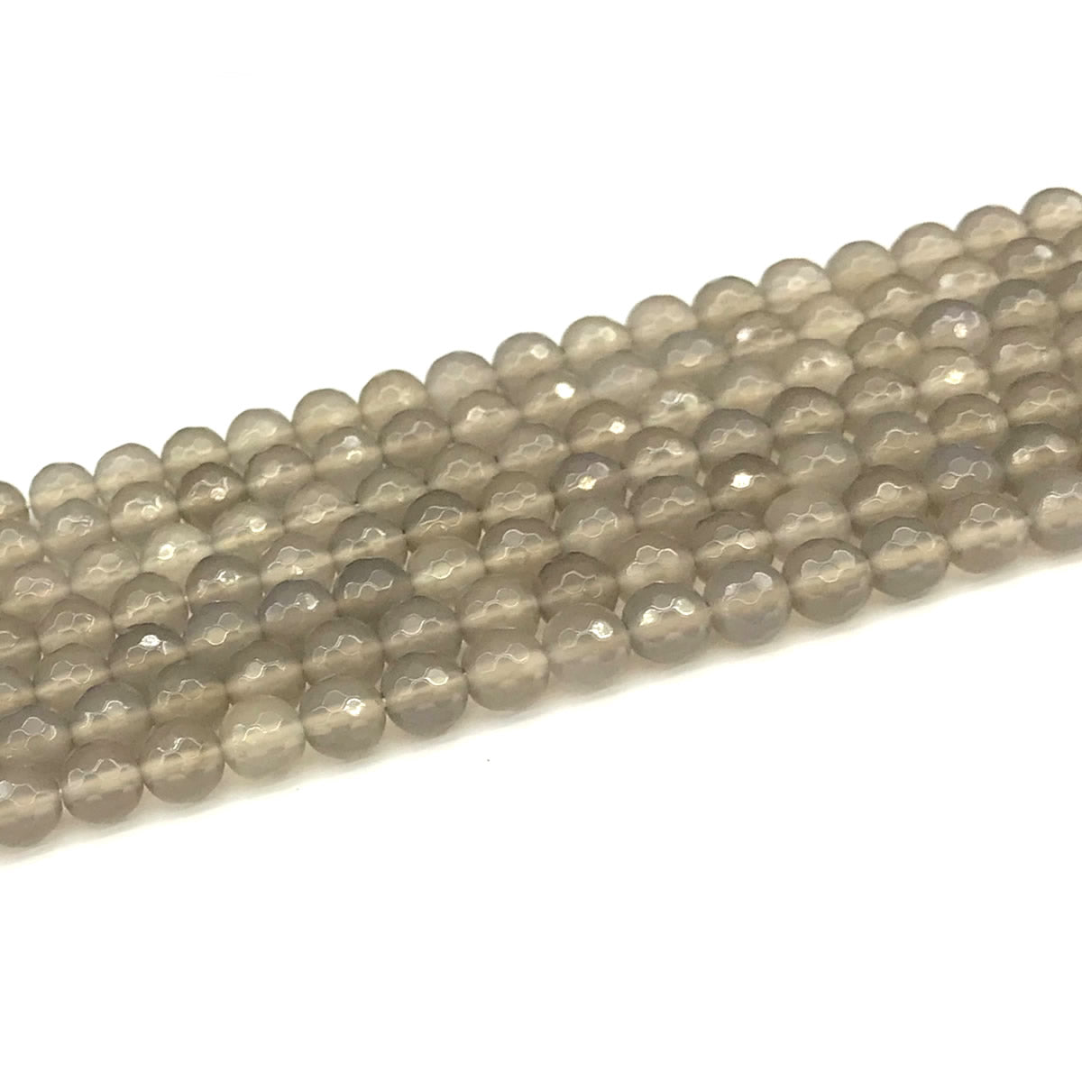 CAG1096 Grey Agate Beads Faceted Round 6mm 15" Strand