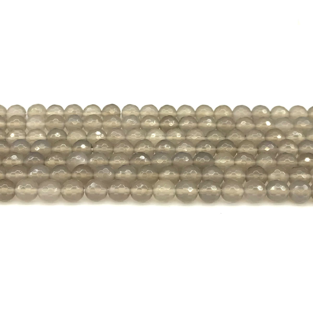 CAG1096 Grey Agate Beads Faceted Round 6mm 15" Strand