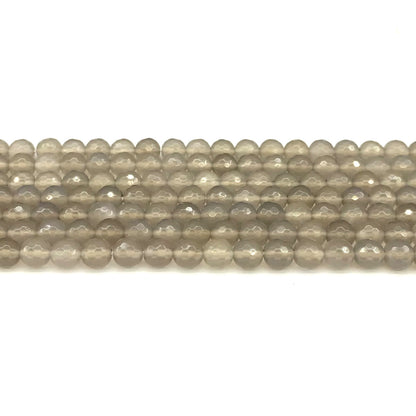 CAG1096 Grey Agate Beads Faceted Round 6mm 15" Strand