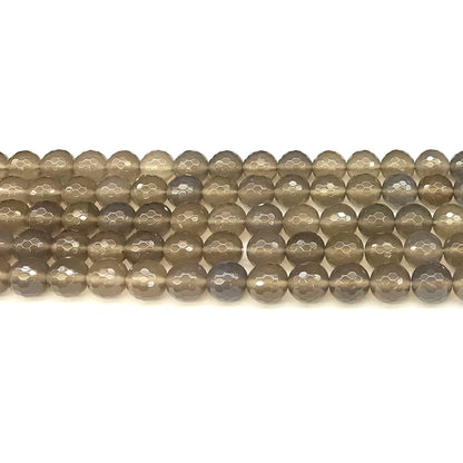 CAG1097 Grey Agate Beads Faceted Round 8mm 15" Strand