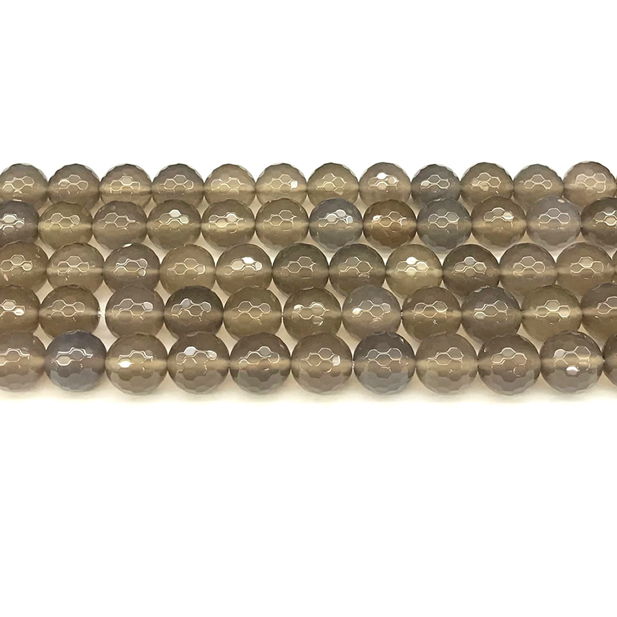 CAG1098 Grey Agate Beads Faceted Round 10mm 15" Strand