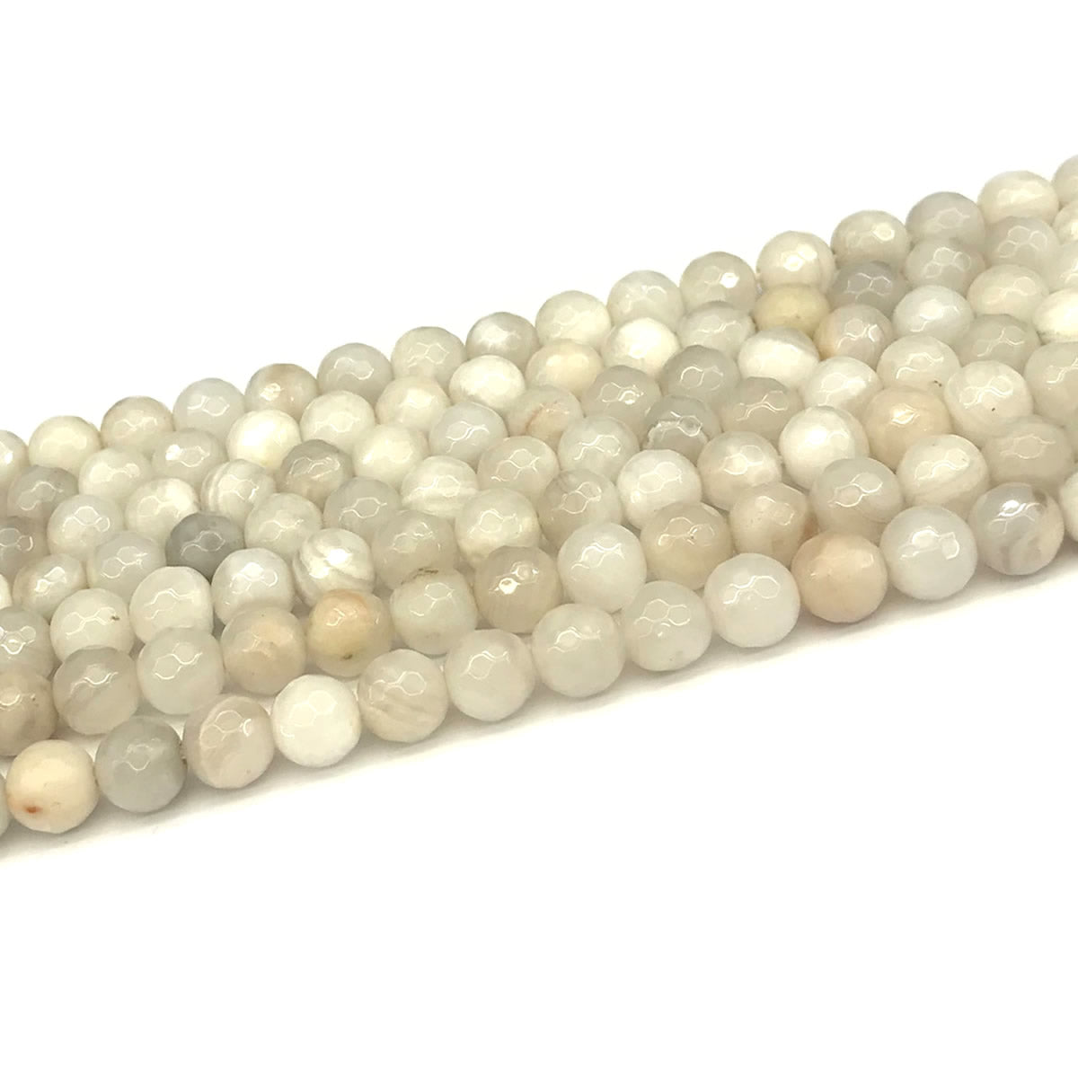 CAG1101 White Crazy Lace Agate Beads Faceted Round 6mm 15" Strand