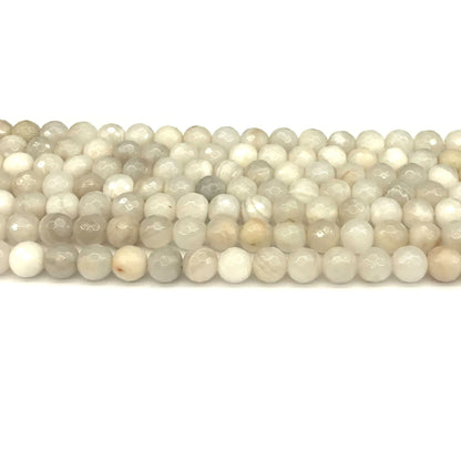 CAG1101 White Crazy Lace Agate Beads Faceted Round 6mm 15" Strand