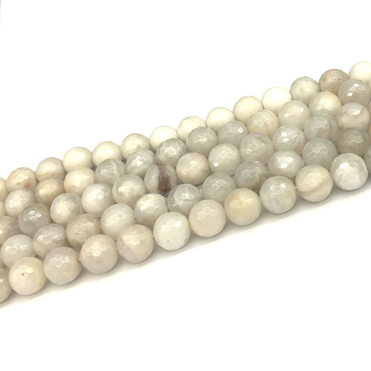 CAG1102 White Crazy Lace Agate Beads Faceted Round 8mm 15" Strand