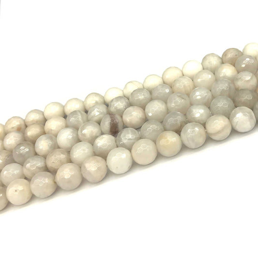 CAG1102 White Crazy Lace Agate Beads Faceted Round 8mm 15" Strand