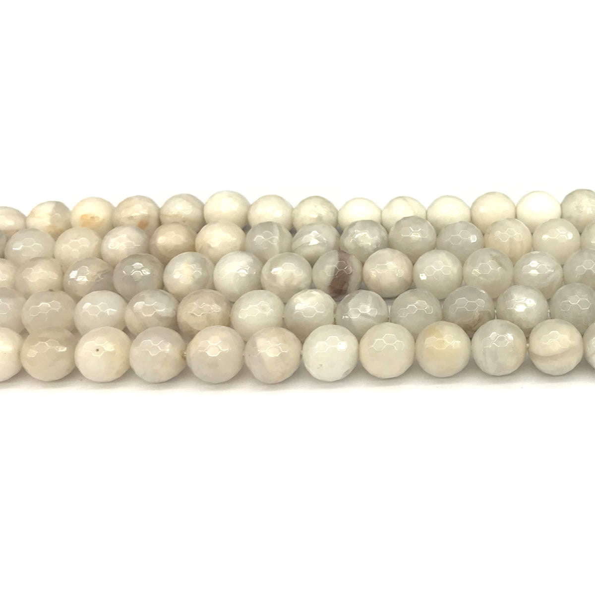 CAG1102 White Crazy Lace Agate Beads Faceted Round 8mm 15" Strand