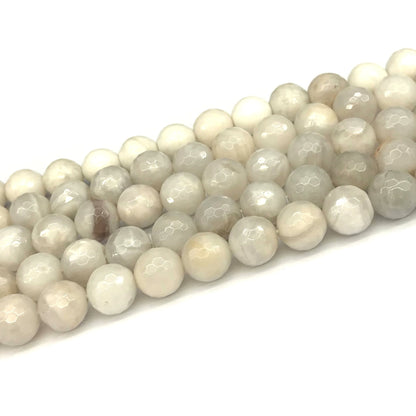 CAG1103 White Crazy Lace Agate Beads Faceted Round 10mm 15" Strand