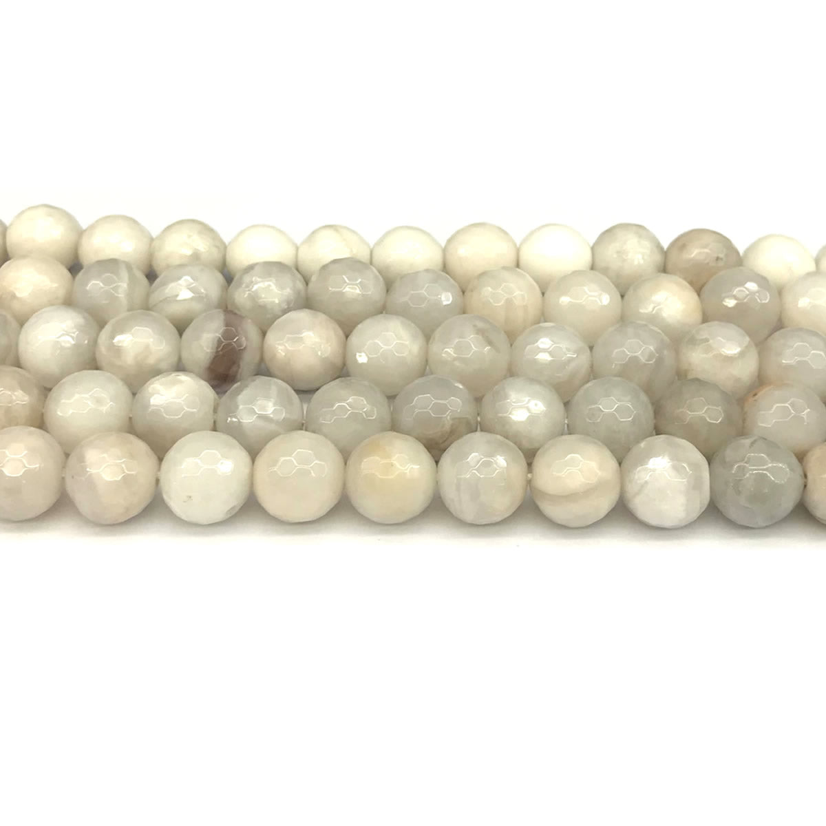 CAG1103 White Crazy Lace Agate Beads Faceted Round 10mm 15" Strand