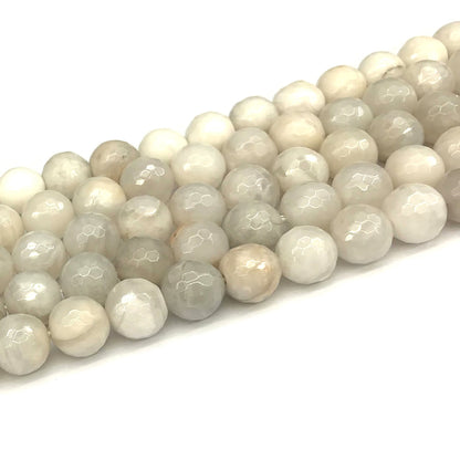 CAG1104 White Crazy Lace Agate Beads Faceted Round 12mm 15" Strand