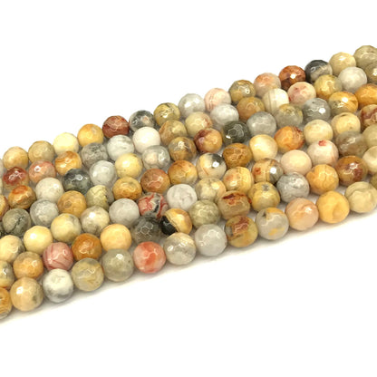 CAG1106 Yellow Crazy Lace Agate Beads Faceted Round 6mm 15" Strand