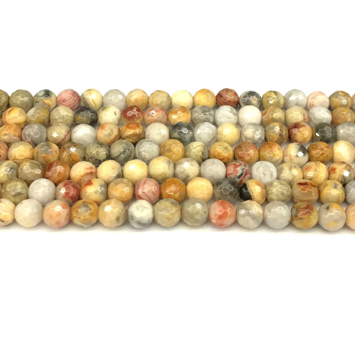 CAG1106 Yellow Crazy Lace Agate Beads Faceted Round 6mm 15" Strand