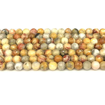 CAG1106 Yellow Crazy Lace Agate Beads Faceted Round 6mm 15" Strand