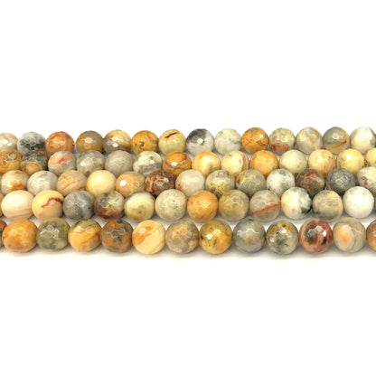 CAG1107 Yellow Crazy Lace Agate Beads Faceted Round 8mm 15" Strand