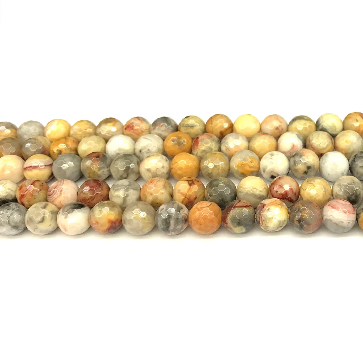 CAG1107 Yellow Crazy Lace Agate Beads Faceted Round 8mm 15" Strand