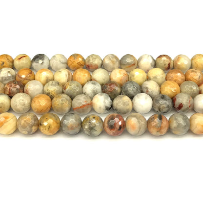 CAG1108 Yellow Crazy Lace Agate Beads Faceted Round 10mm 15" Strand