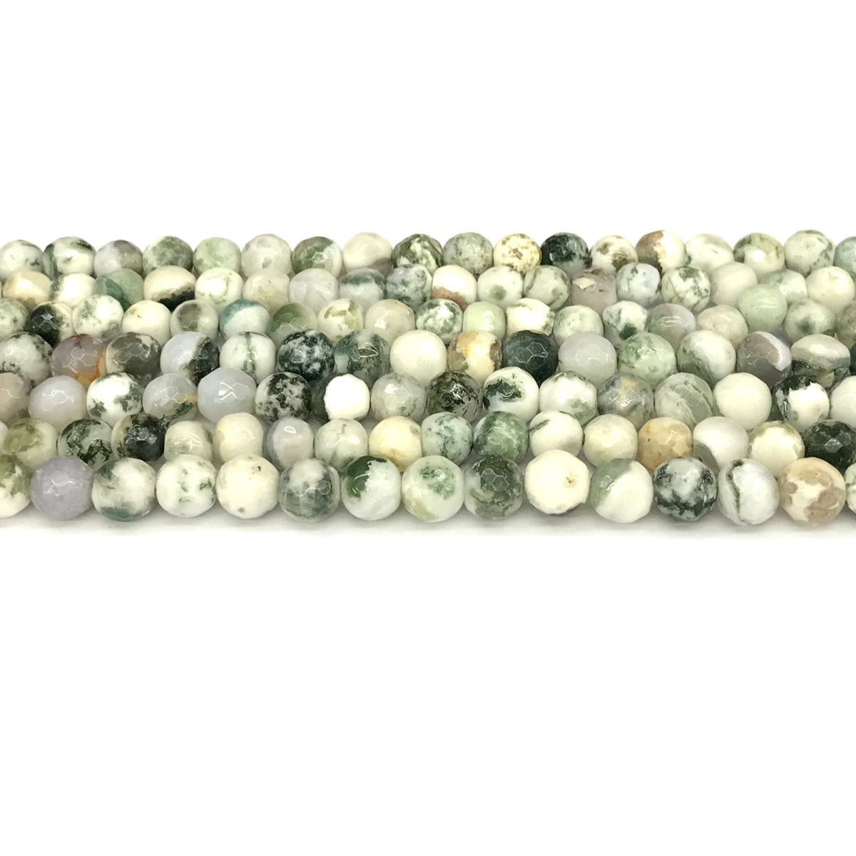 CAG1116 Tree Agate Beads Faceted Round 6mm 15" Strand