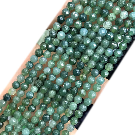 CAG1120 Moss Agate Beads Faceted Round 4mm 15" Strand