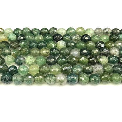 CAG1122 Moss Agate Beads Faceted Round 8mm 15" Strand