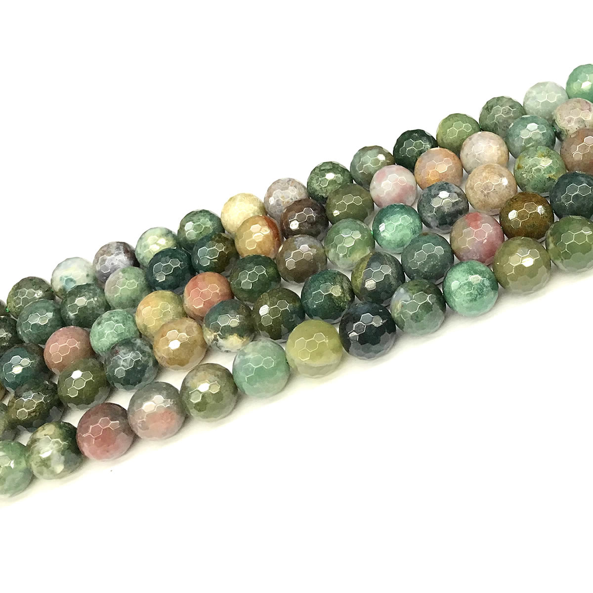 CAG1127 Indian Agate Beads Faceted Round 8mm 15" Strand