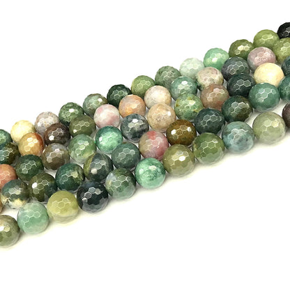 CAG1128 Indian Agate Beads Faceted Round 10mm 15" Strand