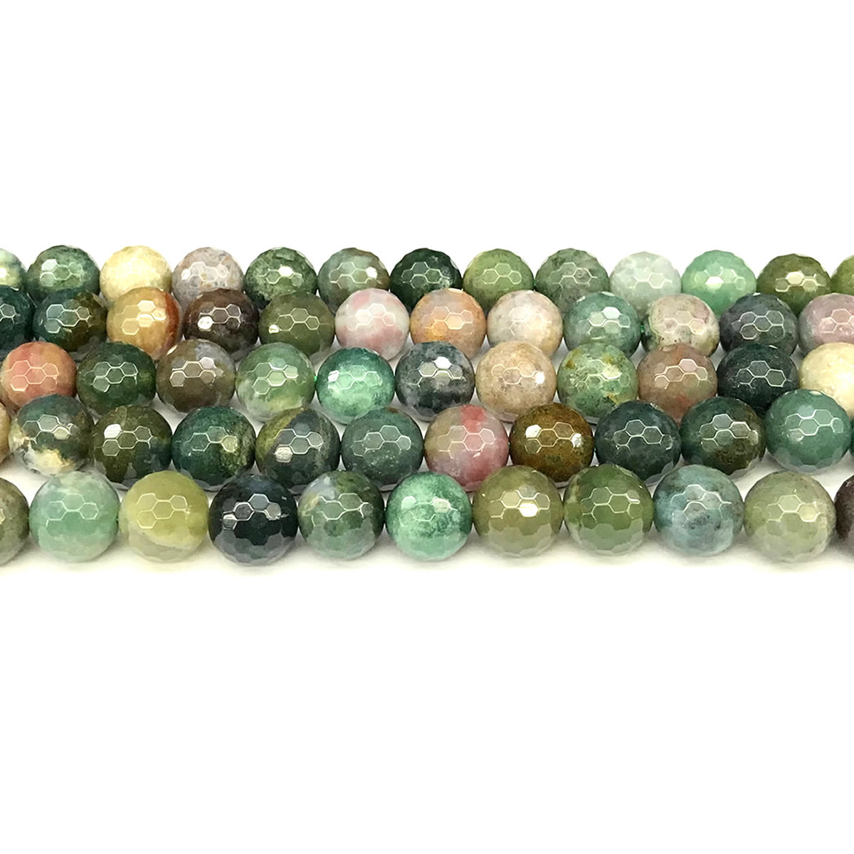 CAG1128 Indian Agate Beads Faceted Round 10mm 15" Strand