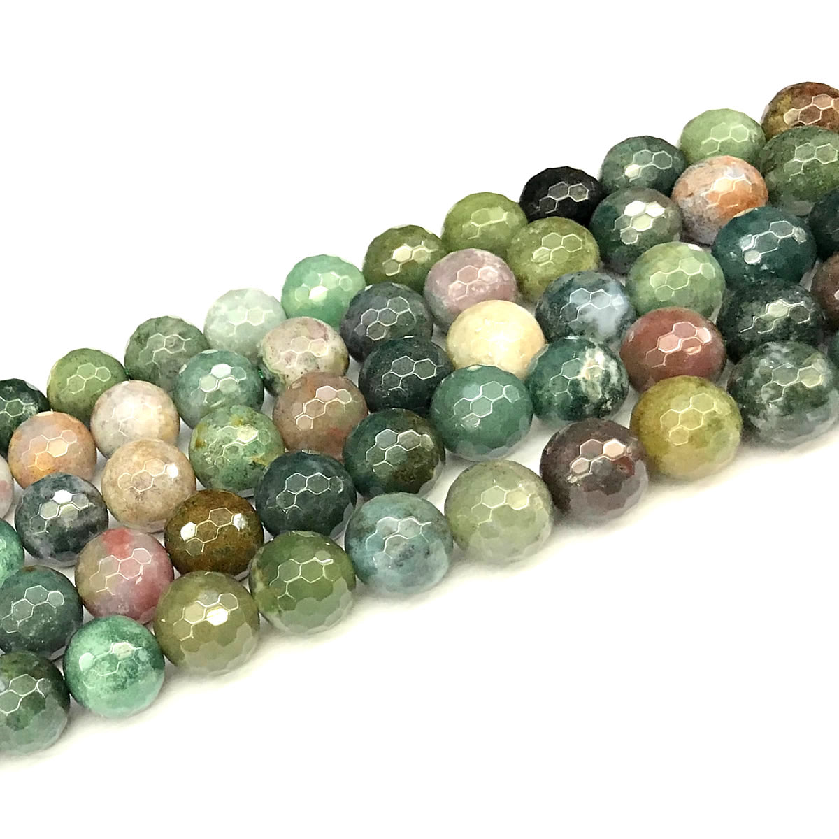 CAG1129 Indian Agate Beads Faceted Round 12mm 15" Strand