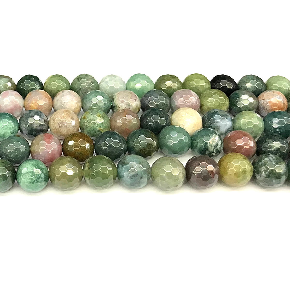 CAG1129 Indian Agate Beads Faceted Round 12mm 15" Strand