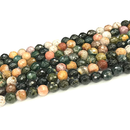 CAG1131 Ocean Agate Beads Faceted Round 6mm 15" Strand