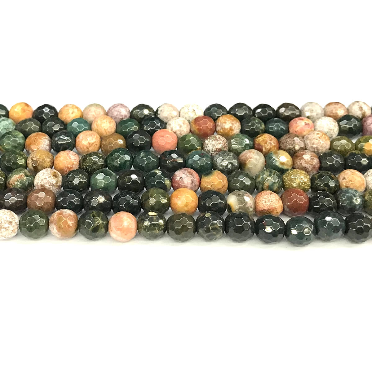 CAG1131 Ocean Agate Beads Faceted Round 6mm 15" Strand