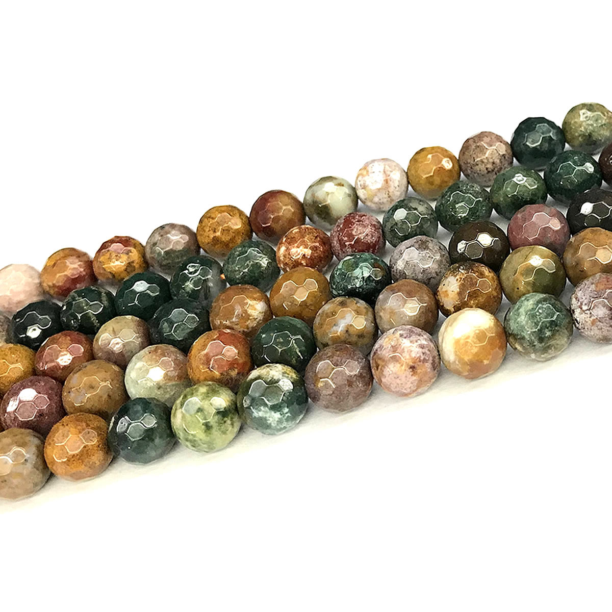 CAG1132 Ocean Agate Beads Faceted Round 8mm 15" Strand