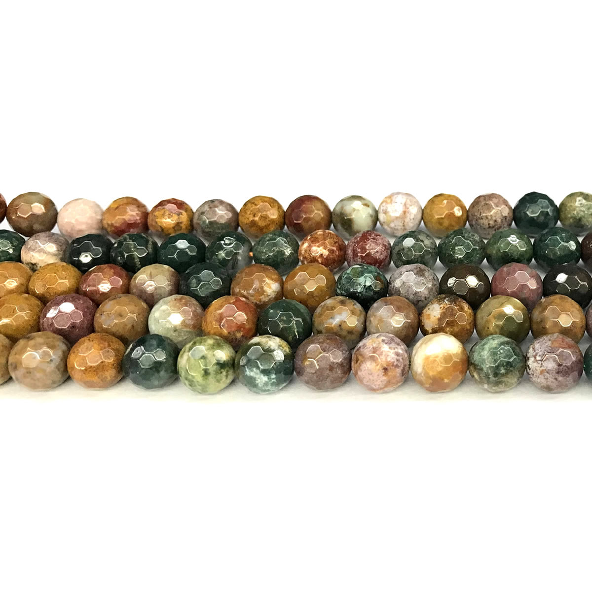 CAG1132 Ocean Agate Beads Faceted Round 8mm 15" Strand