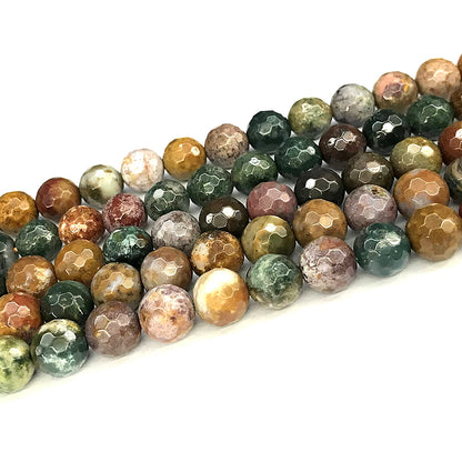 CAG1133 Ocean Agate Beads Faceted Round 10mm 15" Strand