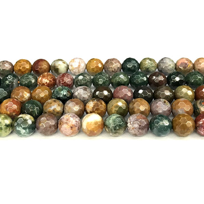 CAG1133 Ocean Agate Beads Faceted Round 10mm 15" Strand