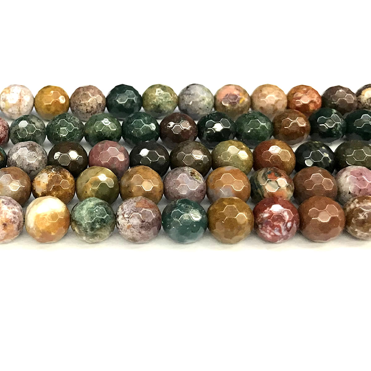 CAG1134 Ocean Agate Beads Faceted Round 12mm 15" Strand