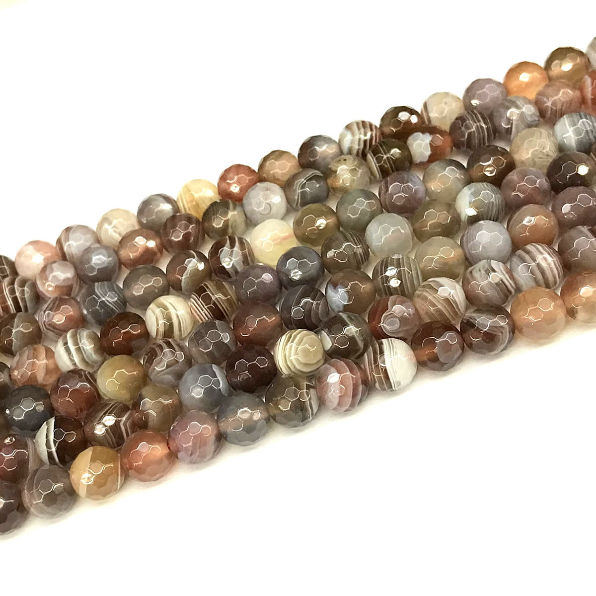 CAG1136 Botswana Agate Beads Faceted Round 6mm 15" Strand