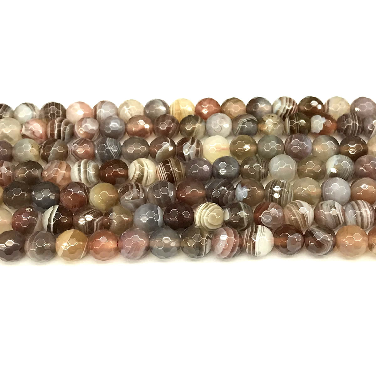 CAG1136 Botswana Agate Beads Faceted Round 6mm 15" Strand