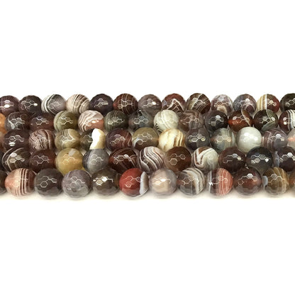 CAG1137 Botswana Agate Beads Faceted Round 8mm 15" Strand