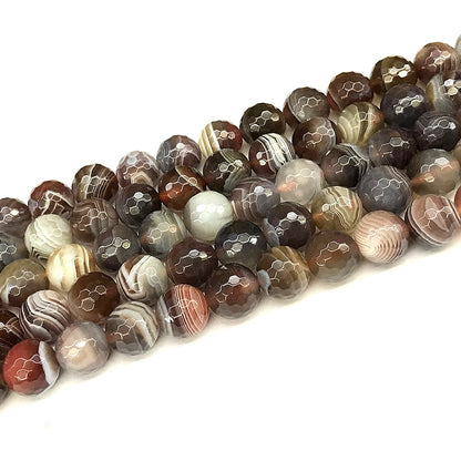 CAG1138 Botswana Agate Beads Faceted Round 10mm 15" Strand