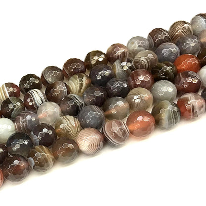 CAG1139 Botswana Agate Beads Faceted Round 12mm 15" Strand