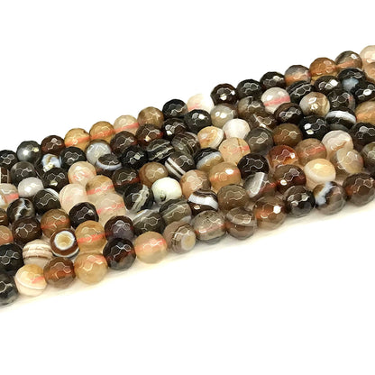 CAG1141 Banded Agate Beads Faceted Round 6mm 15" Strand