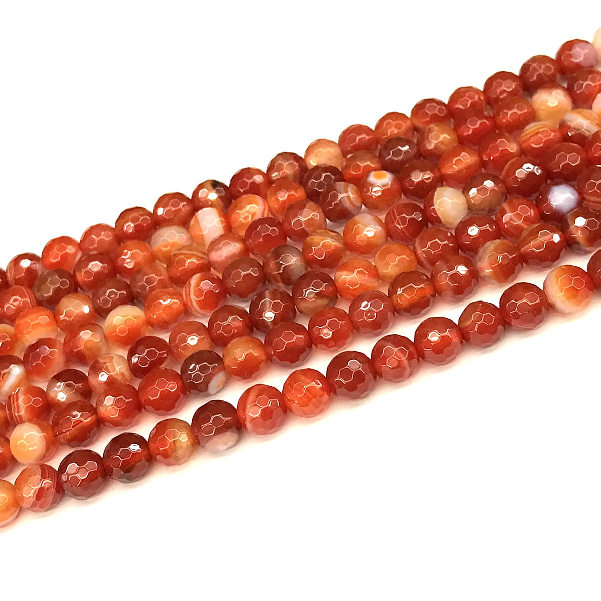 CAG1146 Banded Agate Beads Faceted Round 6mm 15" Strand