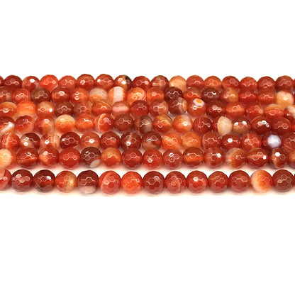 CAG1146 Banded Agate Beads Faceted Round 6mm 15" Strand