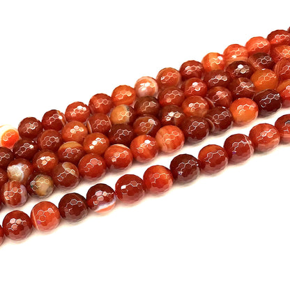 CAG1147 Banded Agate Beads Faceted Round 8mm 15" Strand