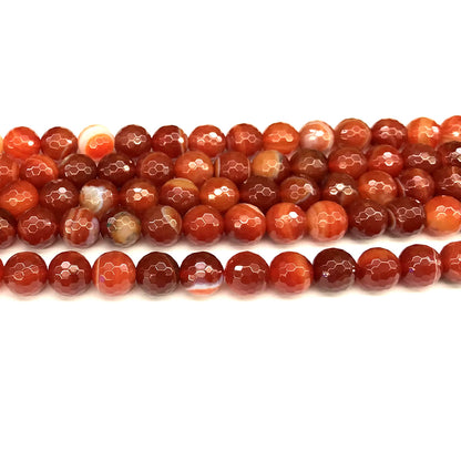 CAG1147 Banded Agate Beads Faceted Round 8mm 15" Strand