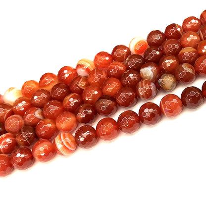 CAG1148 Banded Agate Beads Faceted Round 10mm 15" Strand