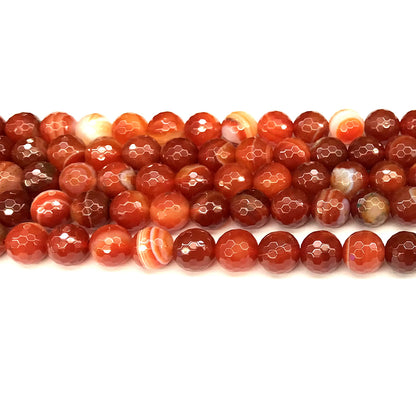 CAG1148 Banded Agate Beads Faceted Round 10mm 15" Strand